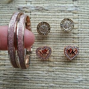 Michael Kors Earrings (2) and Rosegold Hoop (1)